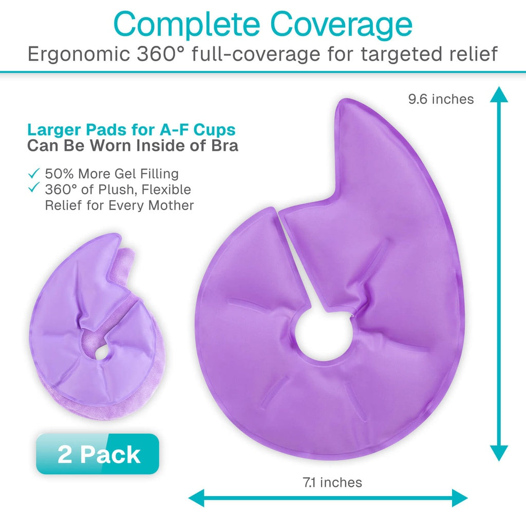 Purple silicone cup with text highlighting features and measurements on a white background
