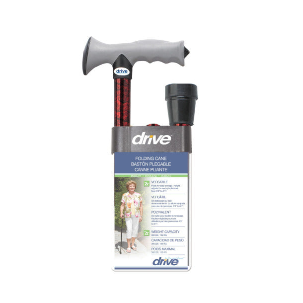 Folding cane with packaging on a white background