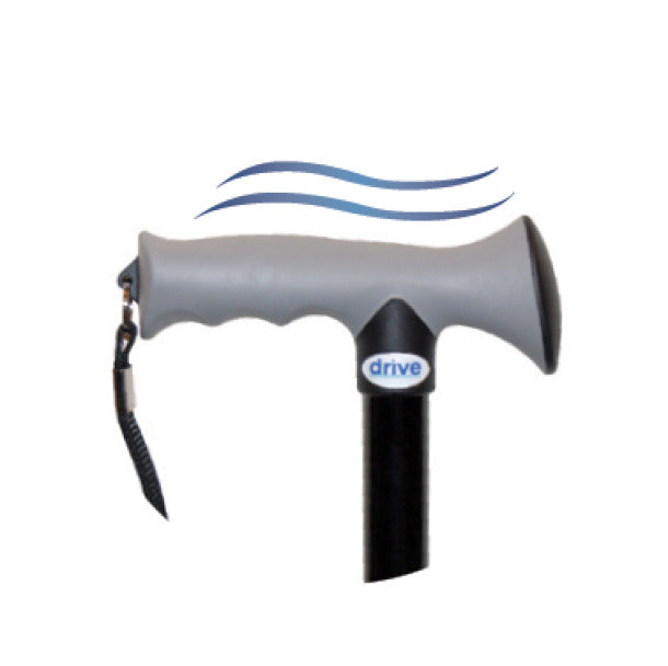 Cane with gray handle and black shaft on a white background, featuring the 'drive' brand logo.