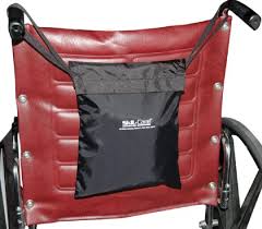 Red wheelchair with a black cover on a white background