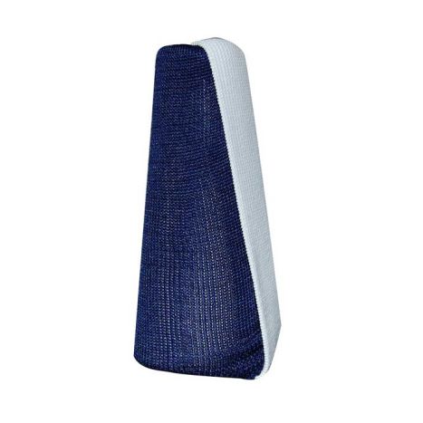 Blue and white wedge-shaped object on a white background