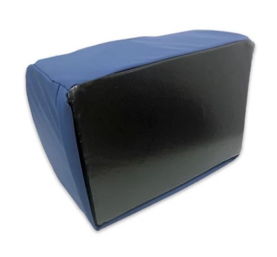Blue wedge-shaped cushion on a white background