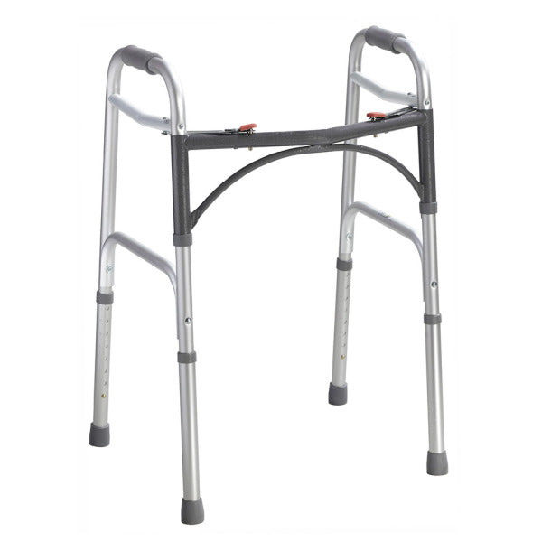 Silver walker with four legs on a white background