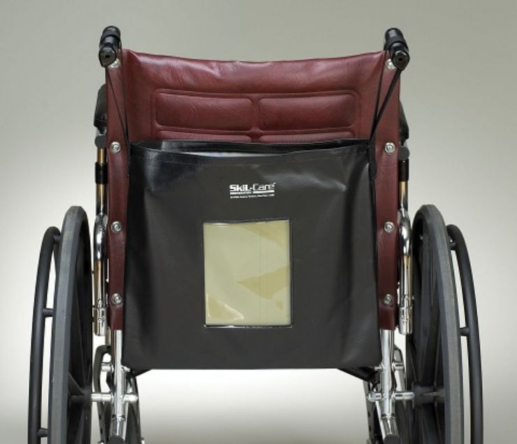 Wheelchair with a black cover on a gray background