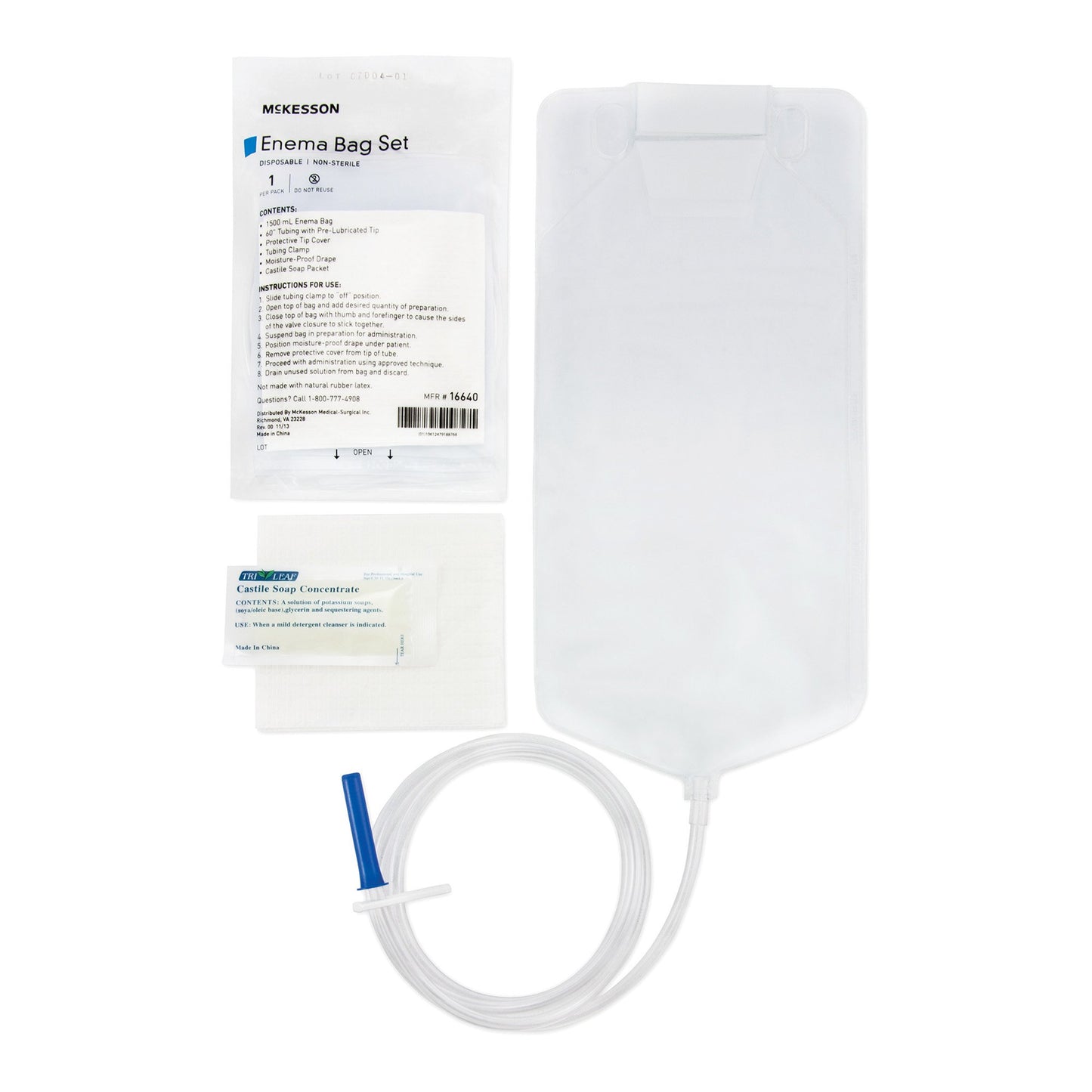 McKesson enema bag set on a white background