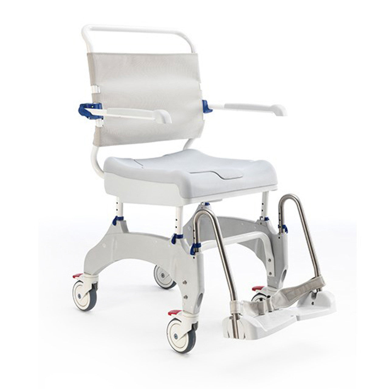 Medical shower chair with wheels on a white background