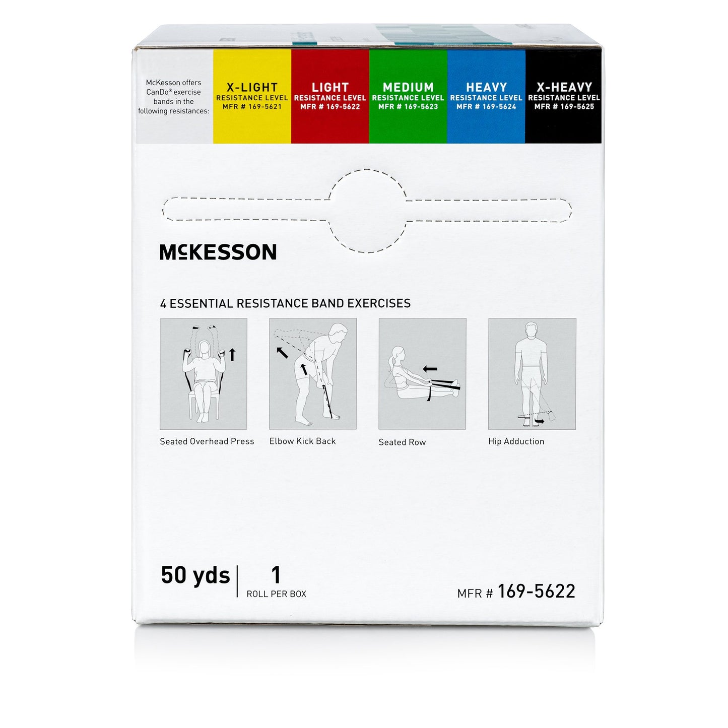 Mckesson resistance band exercise guide packaging on a white background