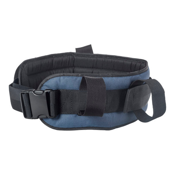 Black and blue waist belt on a white background