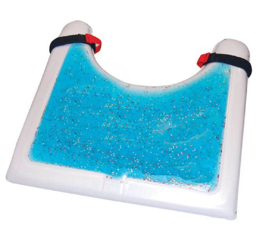 tray blue gel and white frame on a white background