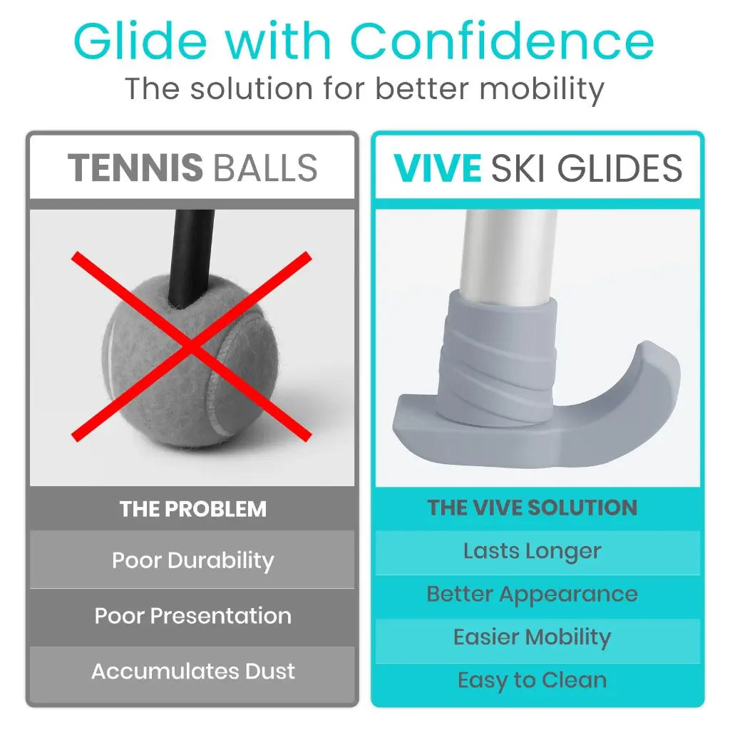 Vive Walker Ski Glides and Covers – Heavy Duty