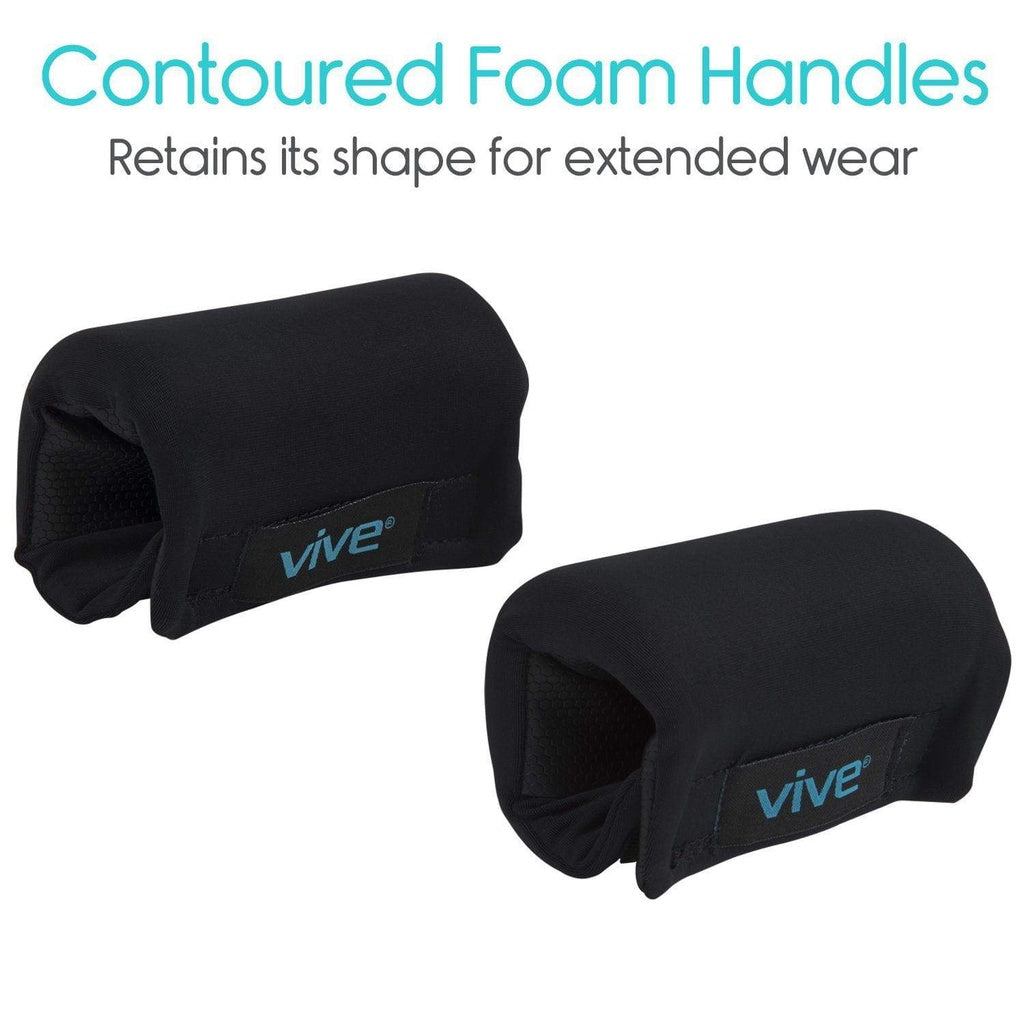 Two black contoured foam handles with 'Vive' branding on a white background.