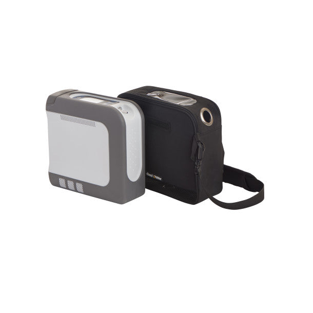 Two portable electronic devices, one gray and one black, on a white background.