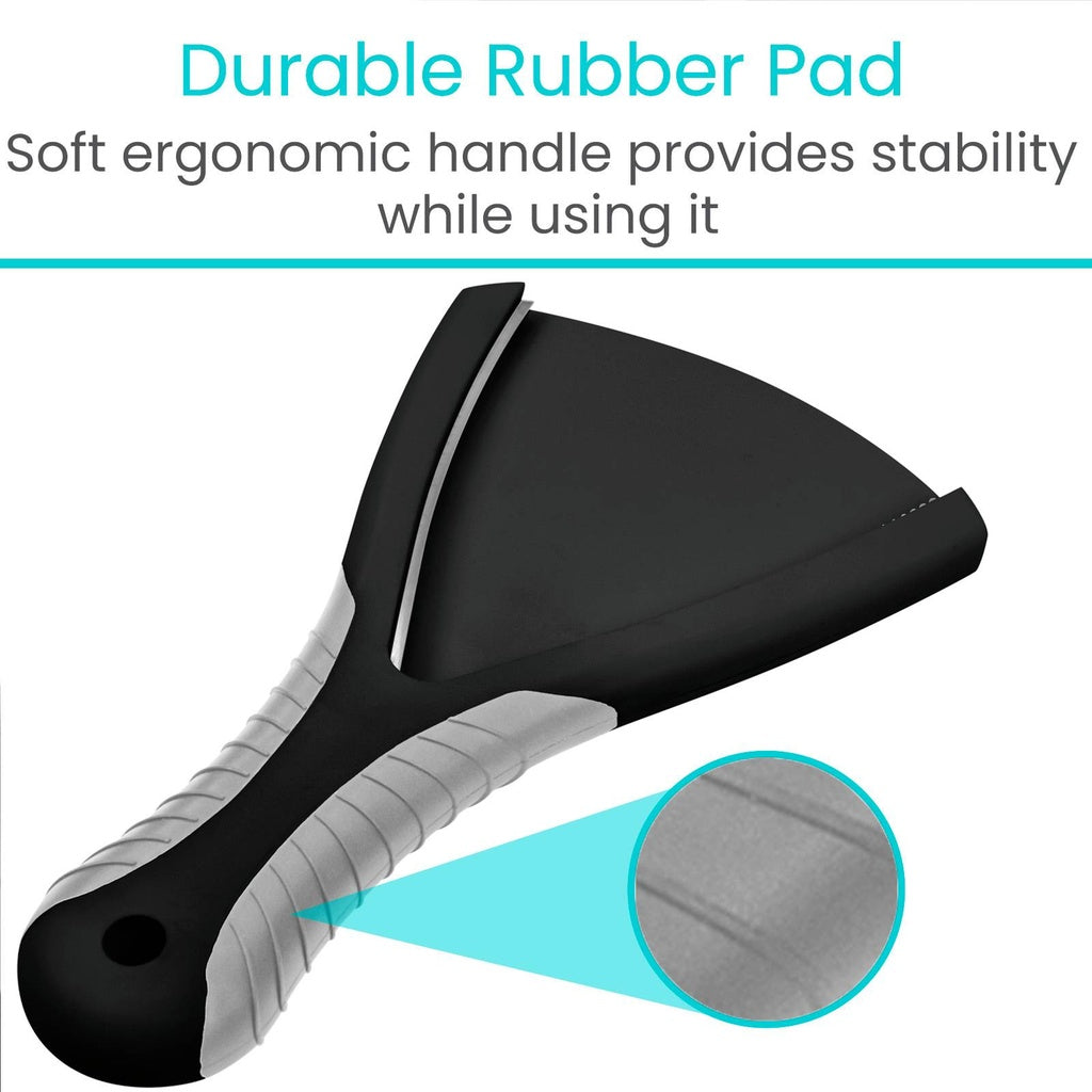 Black squeegee with durable rubber pad and soft ergonomic handle on a white background