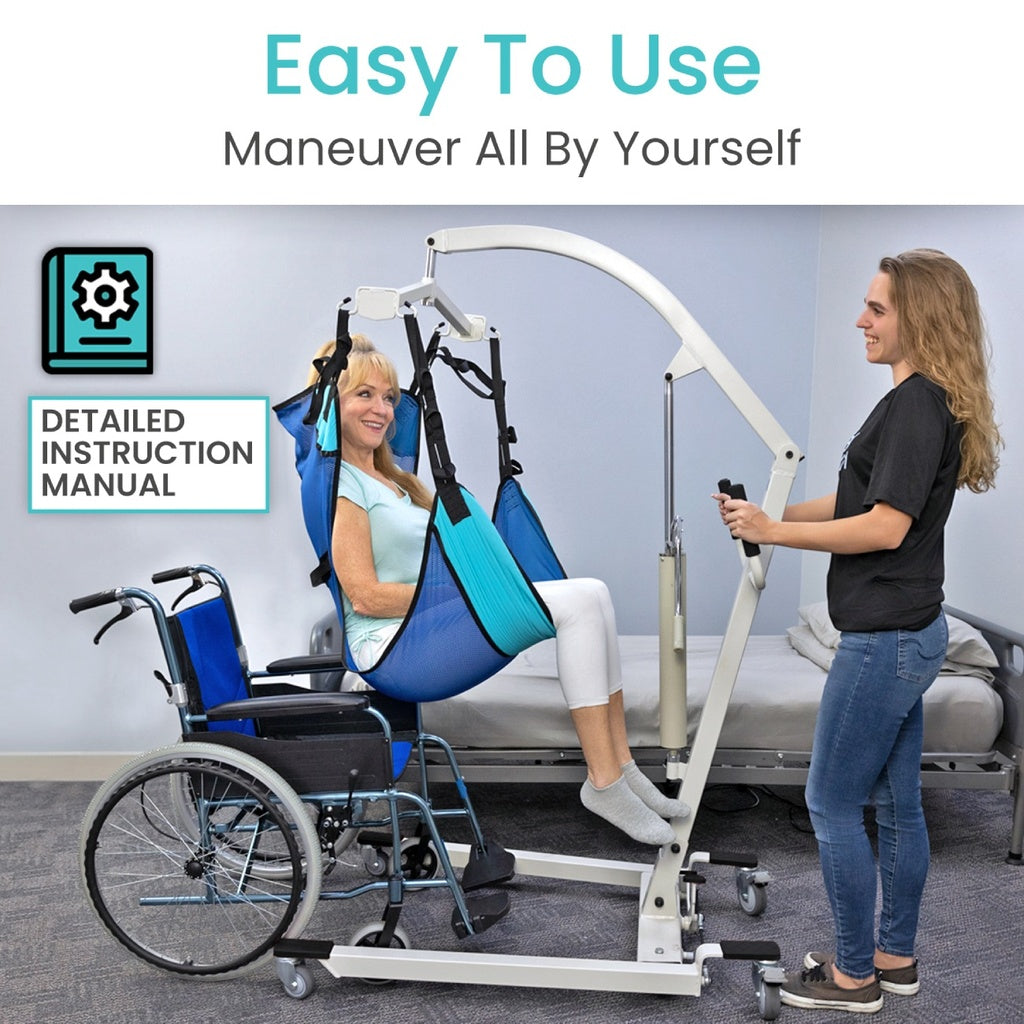 easy to use patient lift being used by patient and a caregiver