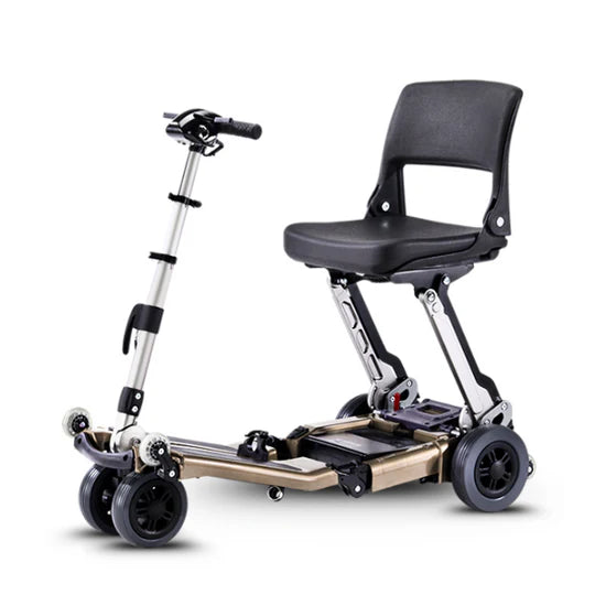 Electric scooter with a seat on a white background