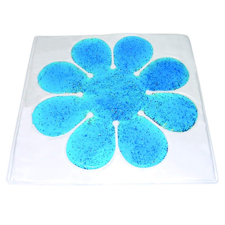 Blue flower-shaped gel pack on a white background