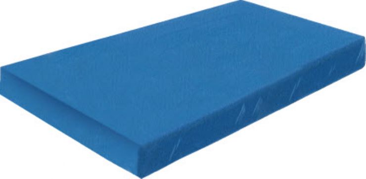Blue mattress on a white background