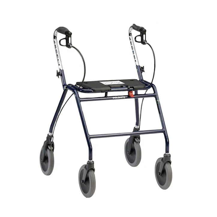 Walker with four wheels on a white background