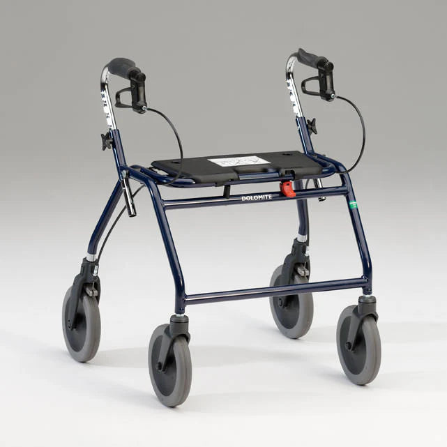 Blue walker with wheels on a gray background