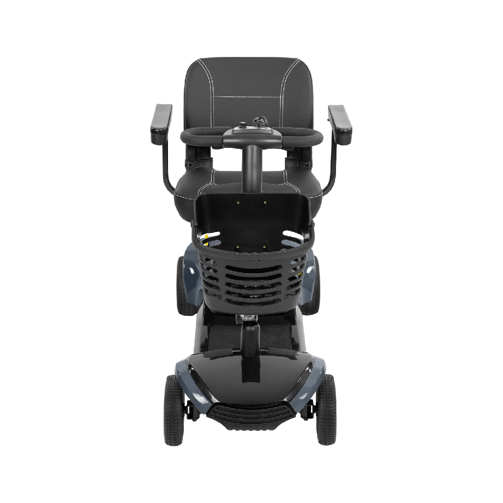 Black mobility scooter on a white background