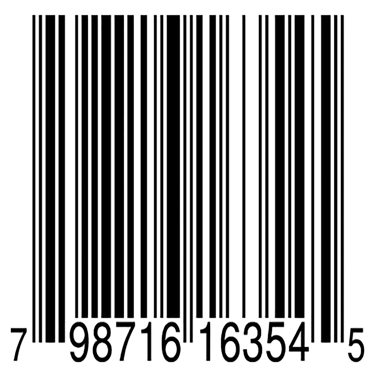 Barcode with a series of black bars and numbers on a white background
