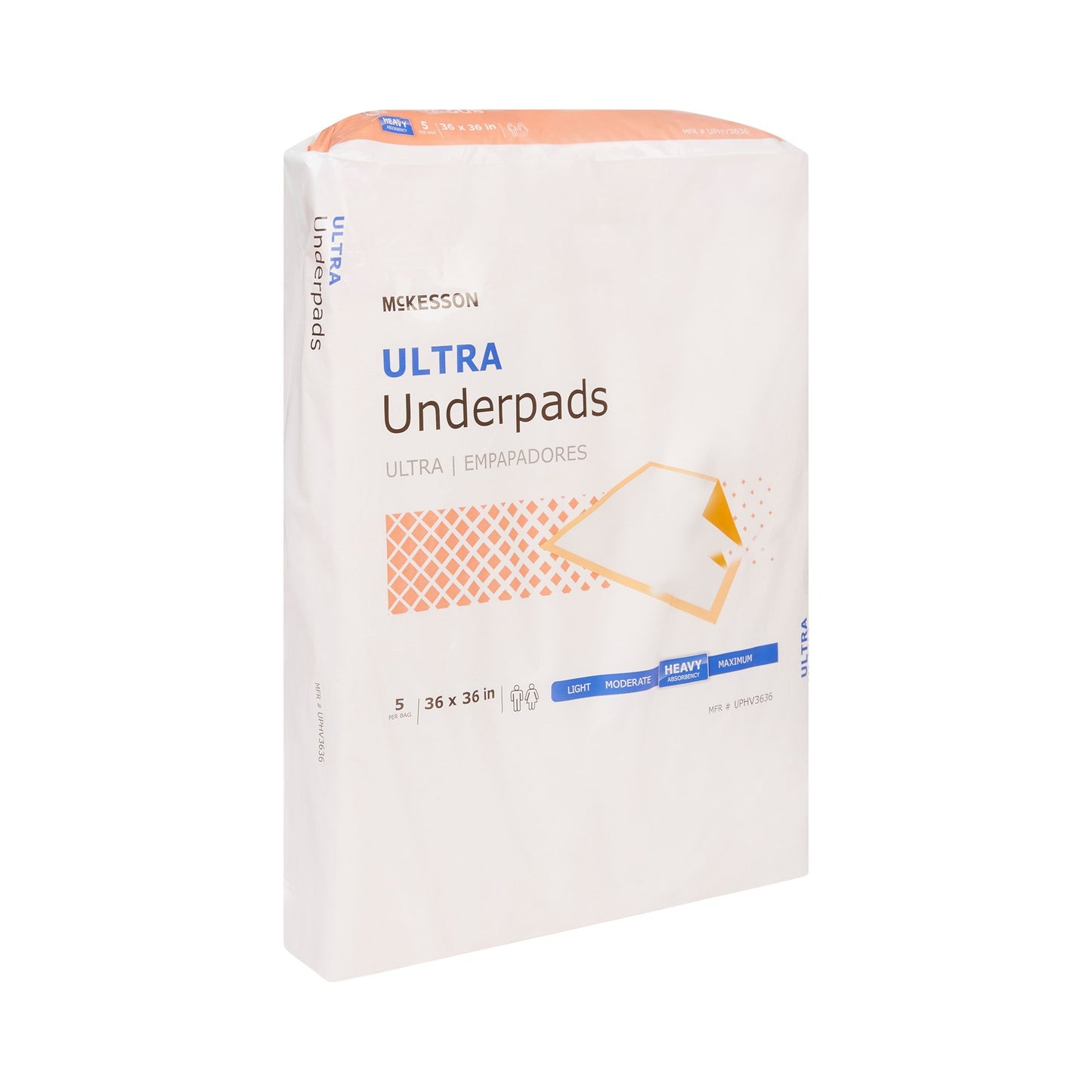 Box of McKesson Ultra Underpads on a white background
