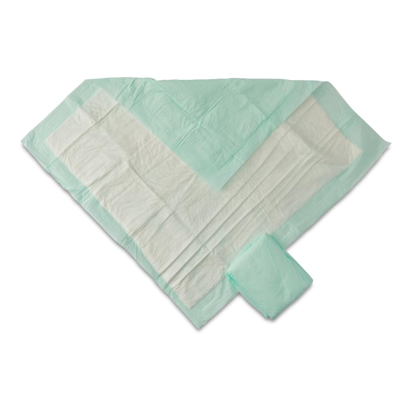 Mint green quilted underpad on a white background