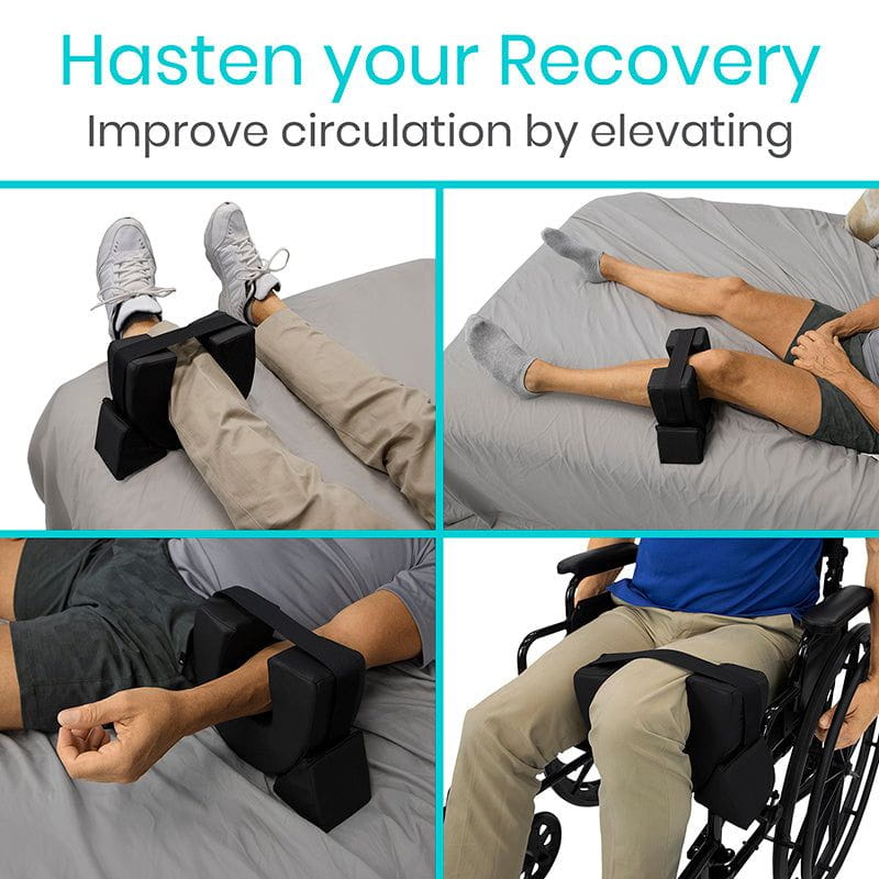 Product showing how to use a leg elevation device for recovery.