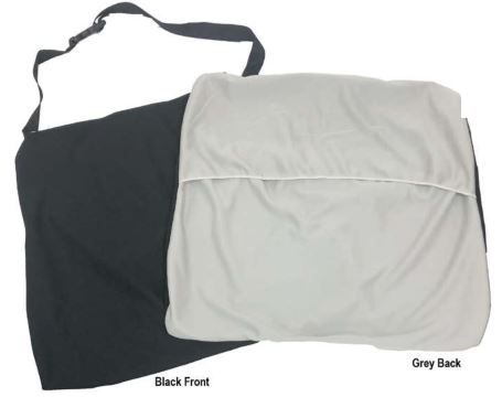 Black and gray seat covers on a white background