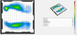 Color distribution map of a product with a close-up inset showing details.