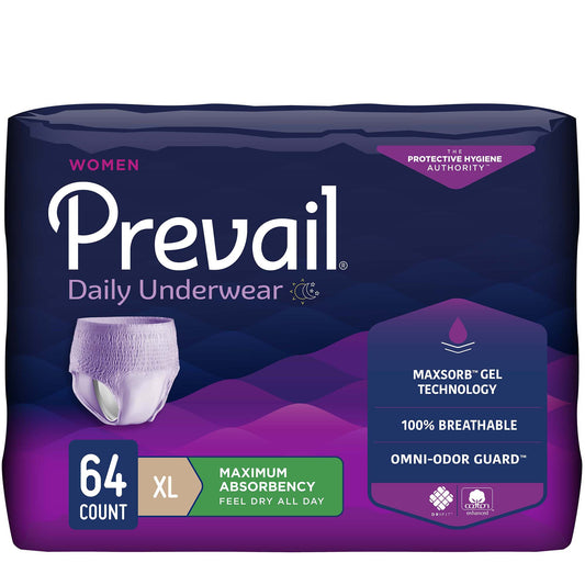 Package of Prevail women's daily underwear on a white background