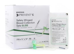 Prevent G Salivary Winged Blood Collection Sets with packaging on a white background