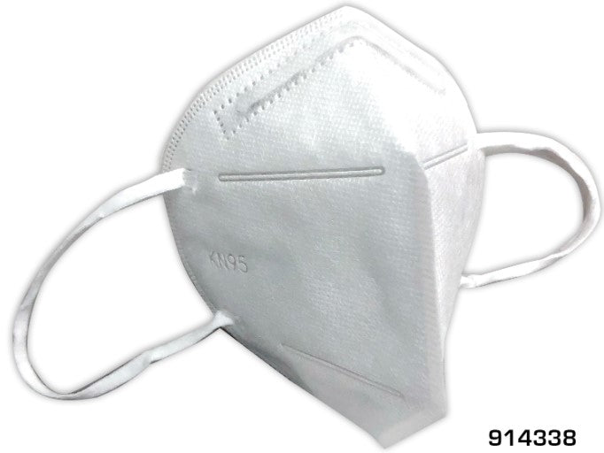 White N95 face mask on a white background