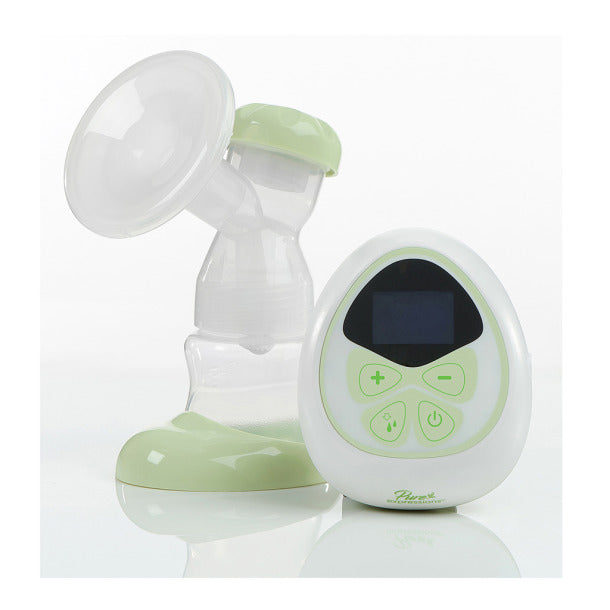 Breast pump with digital display on a white background