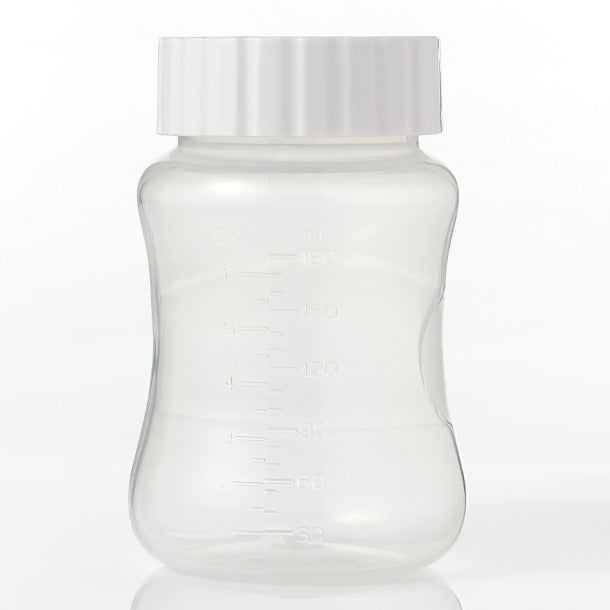 Clear plastic bottle with a white cap on a white background