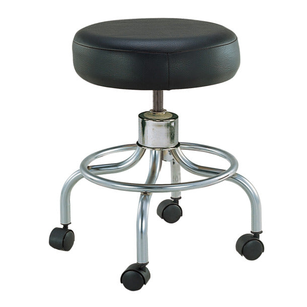 Black stool with wheels on a white background