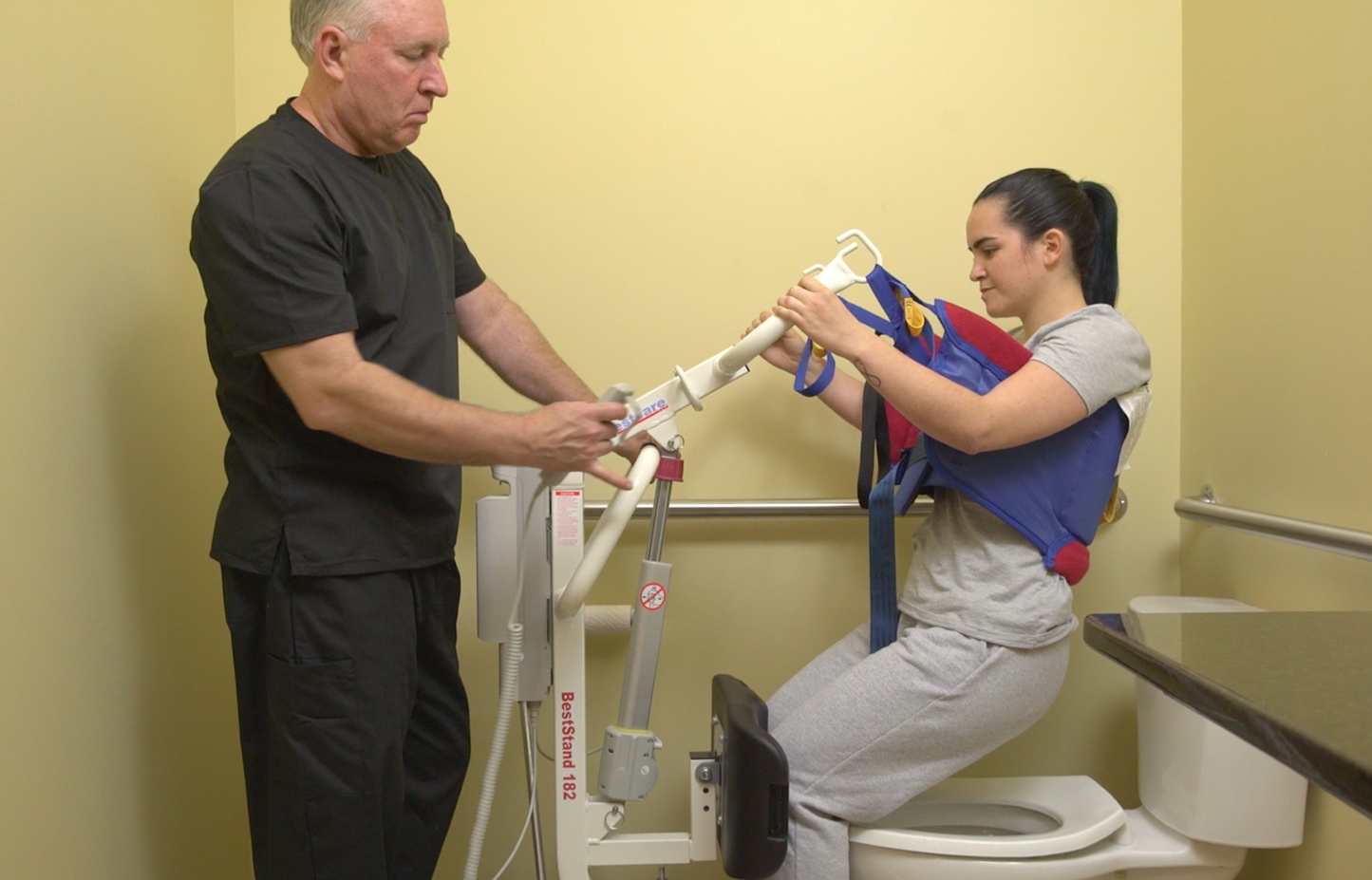 sa228H being used to help patient use the bathroom
