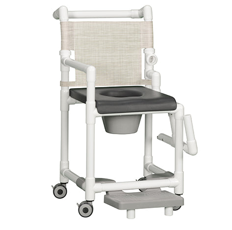 DELUXE SHOWER CHAIR COMMODE W/DROP ARM & FOOTREST