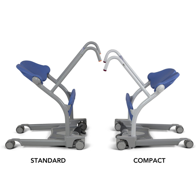 Two patient lifts labeled 'Standard' and 'Compact' on a white background