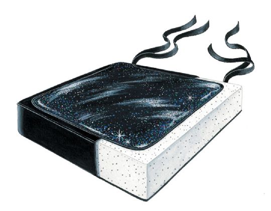 Illustration of a mattress with steam rising from it on a white background