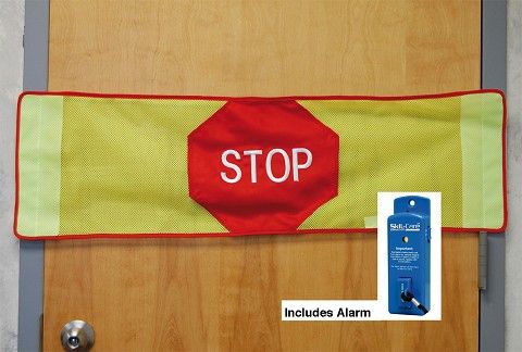 stop sign with alarm on door