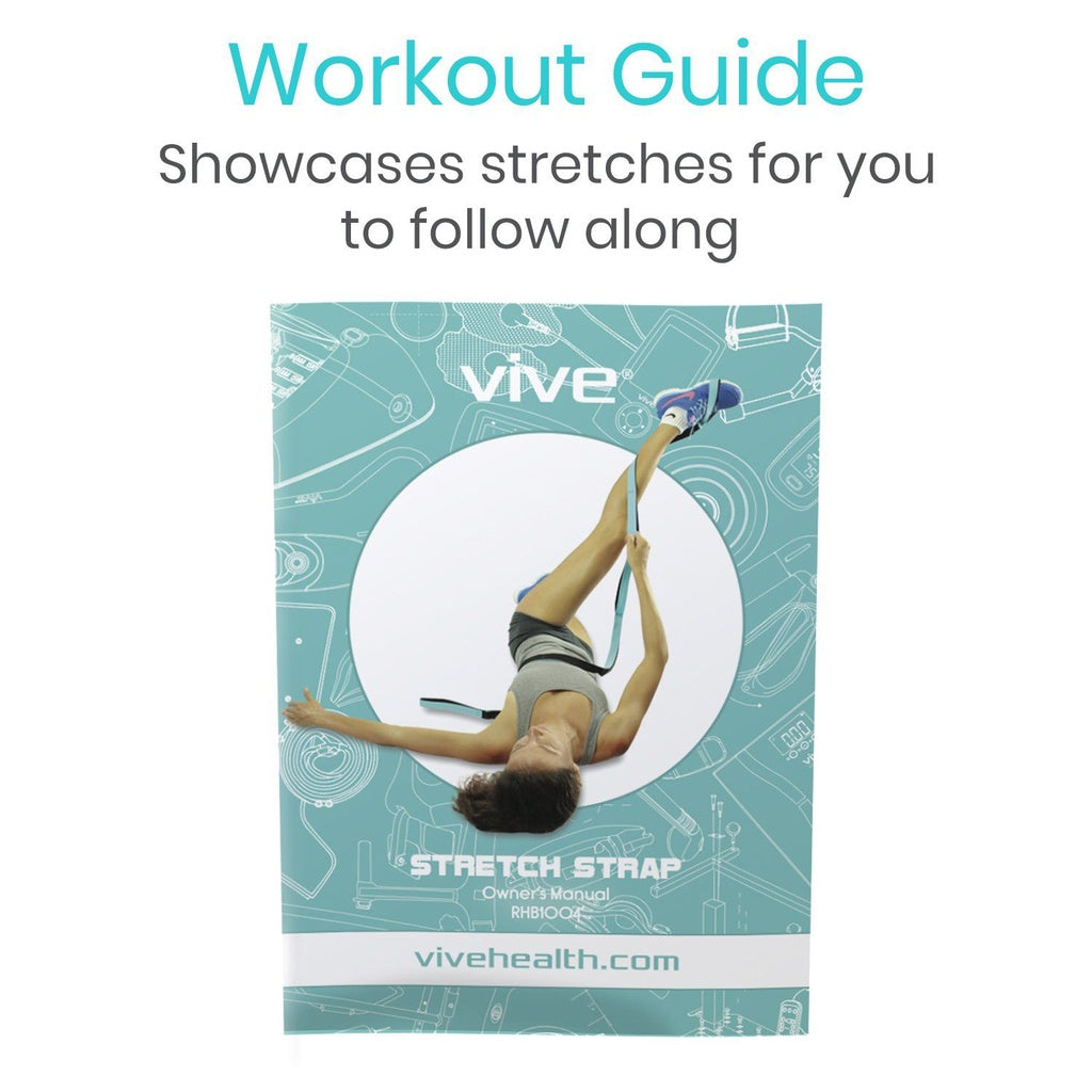Vive stretch strap packaging with a person stretching, on a white background.