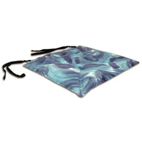 Drawstring bag with blue and purple marbled pattern on a white background