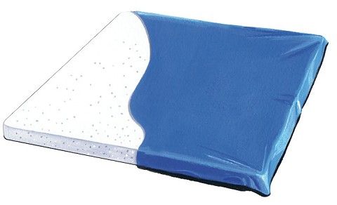 Blue foam mattress topper on a white background