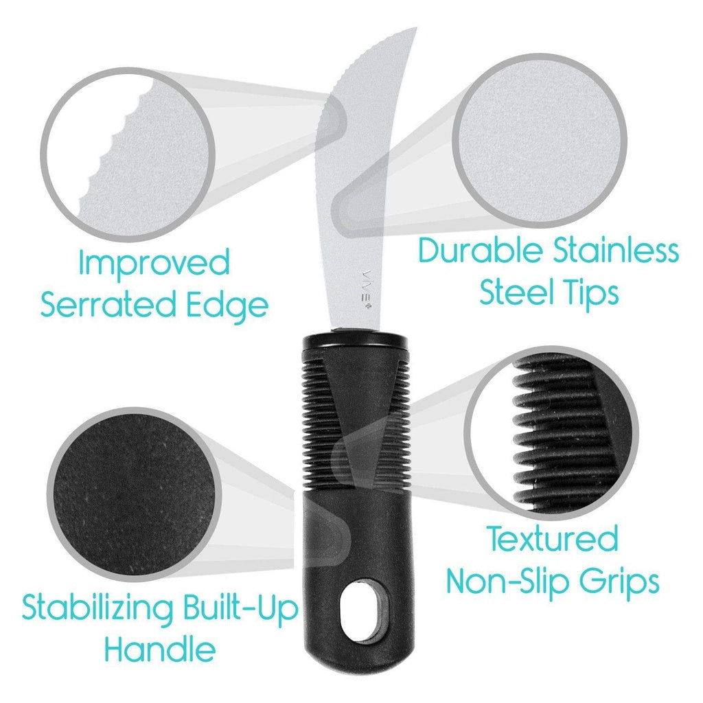 Pet grooming tool with features highlighted on a white background