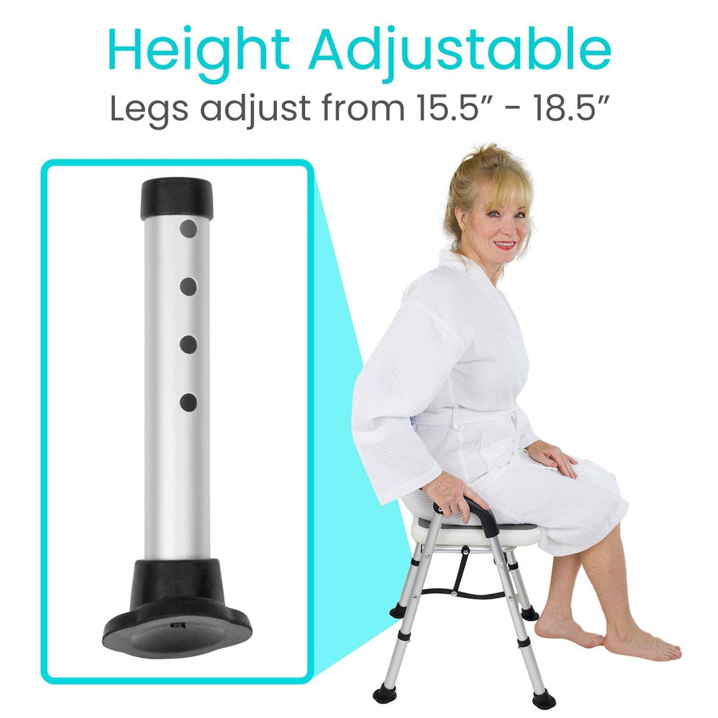 Vive Folding Shower Chair is height adjustable