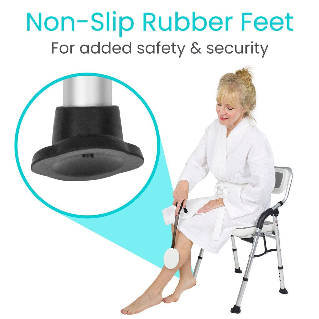 Vive Folding Shower Chair no-slip rubber feet for safety