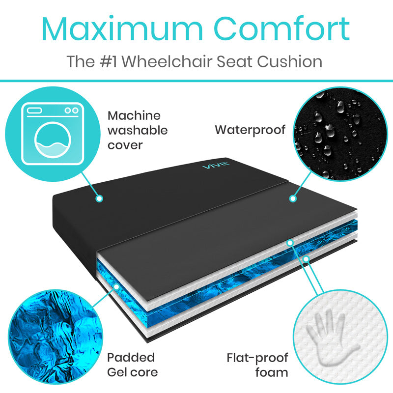 Vive Premium Gel Wheelchair Cushion maximum comfort