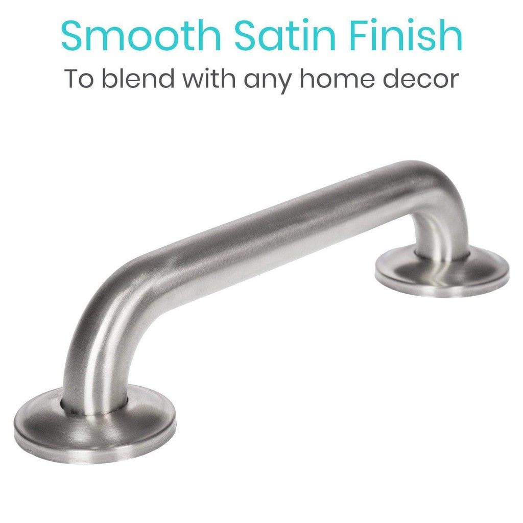 vive metal grab bar has a smooth satin finish