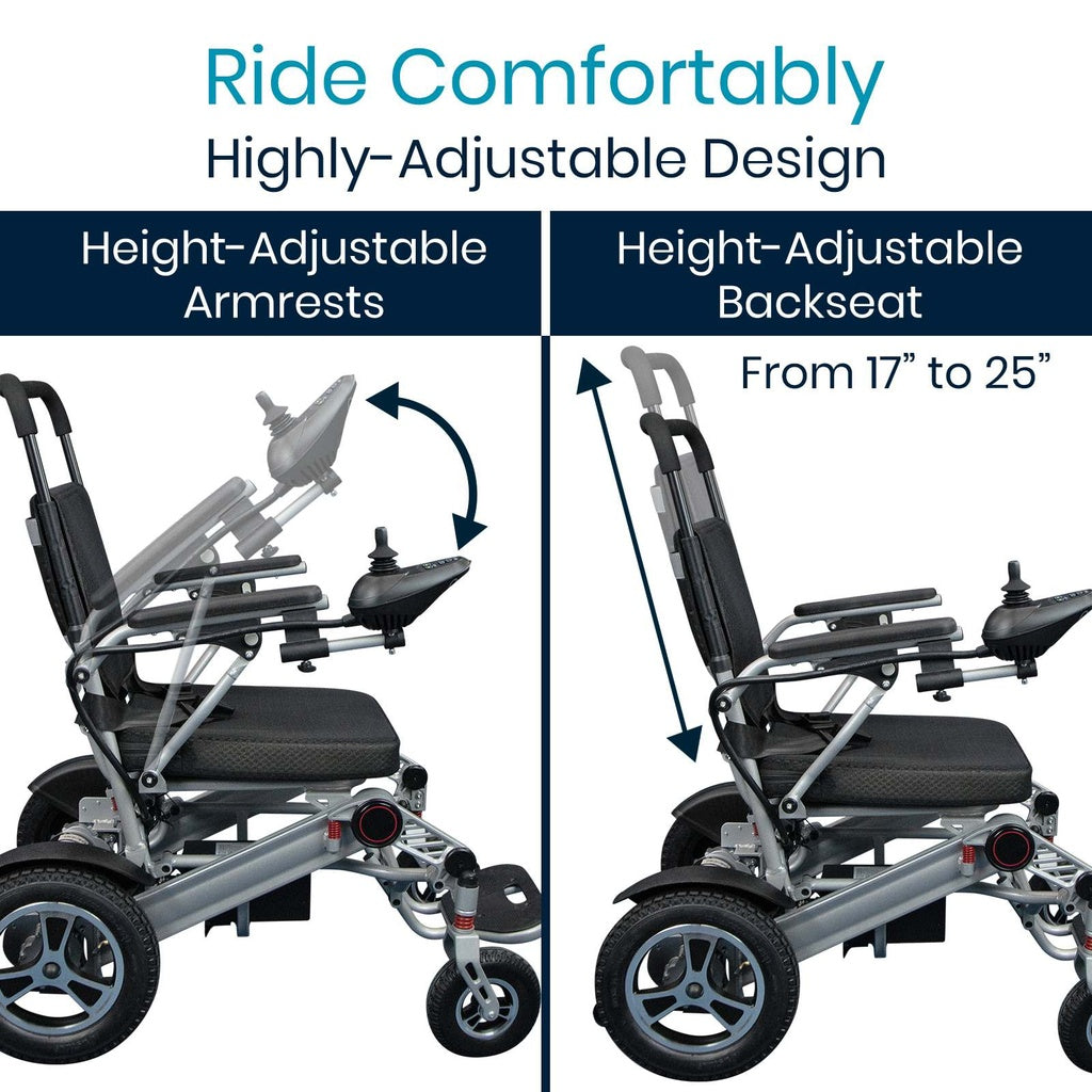 Vive Power Wheelchair has adjustable arm and backrests